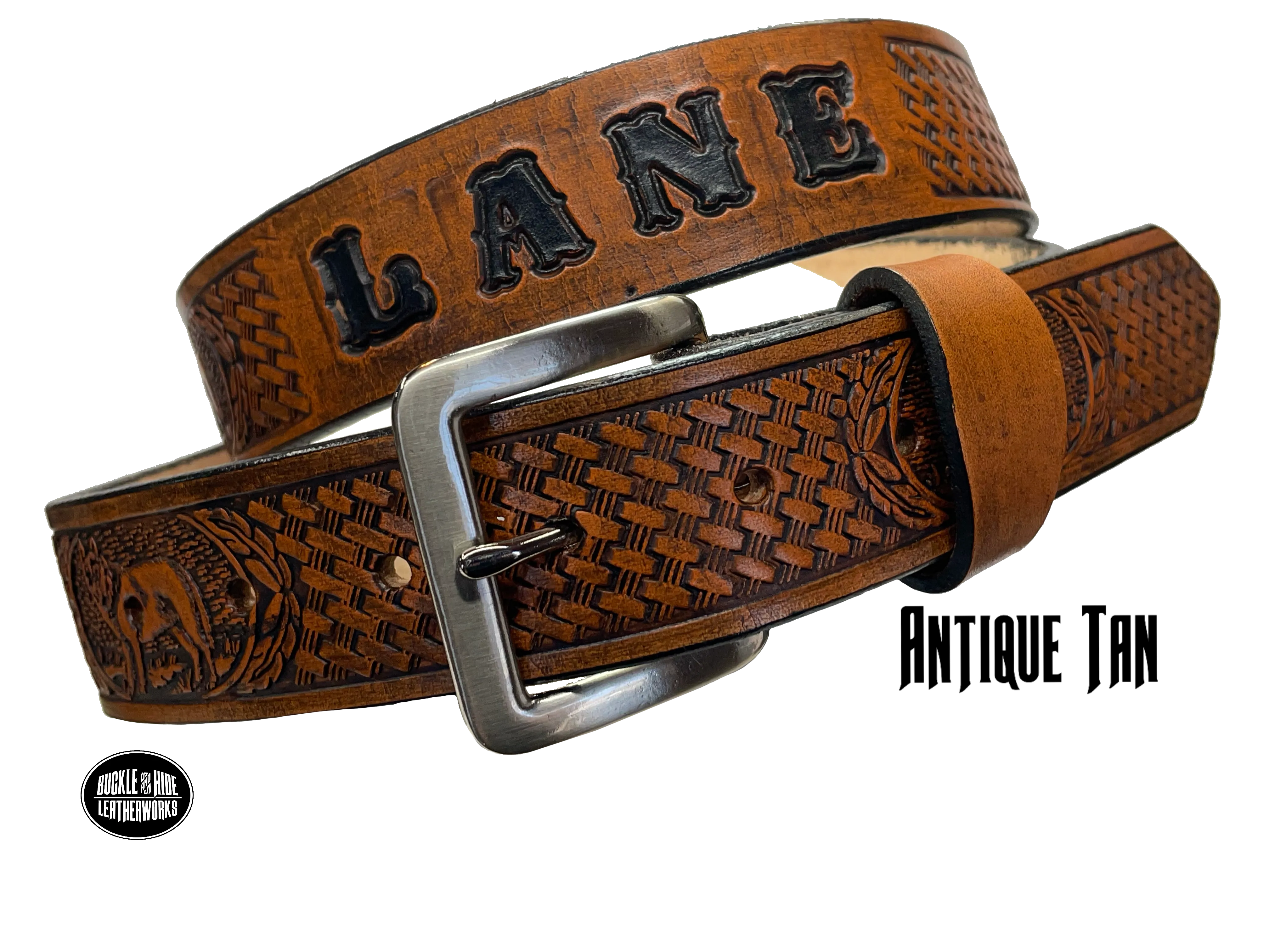 The "Lone Wolf" Name Leather Belt